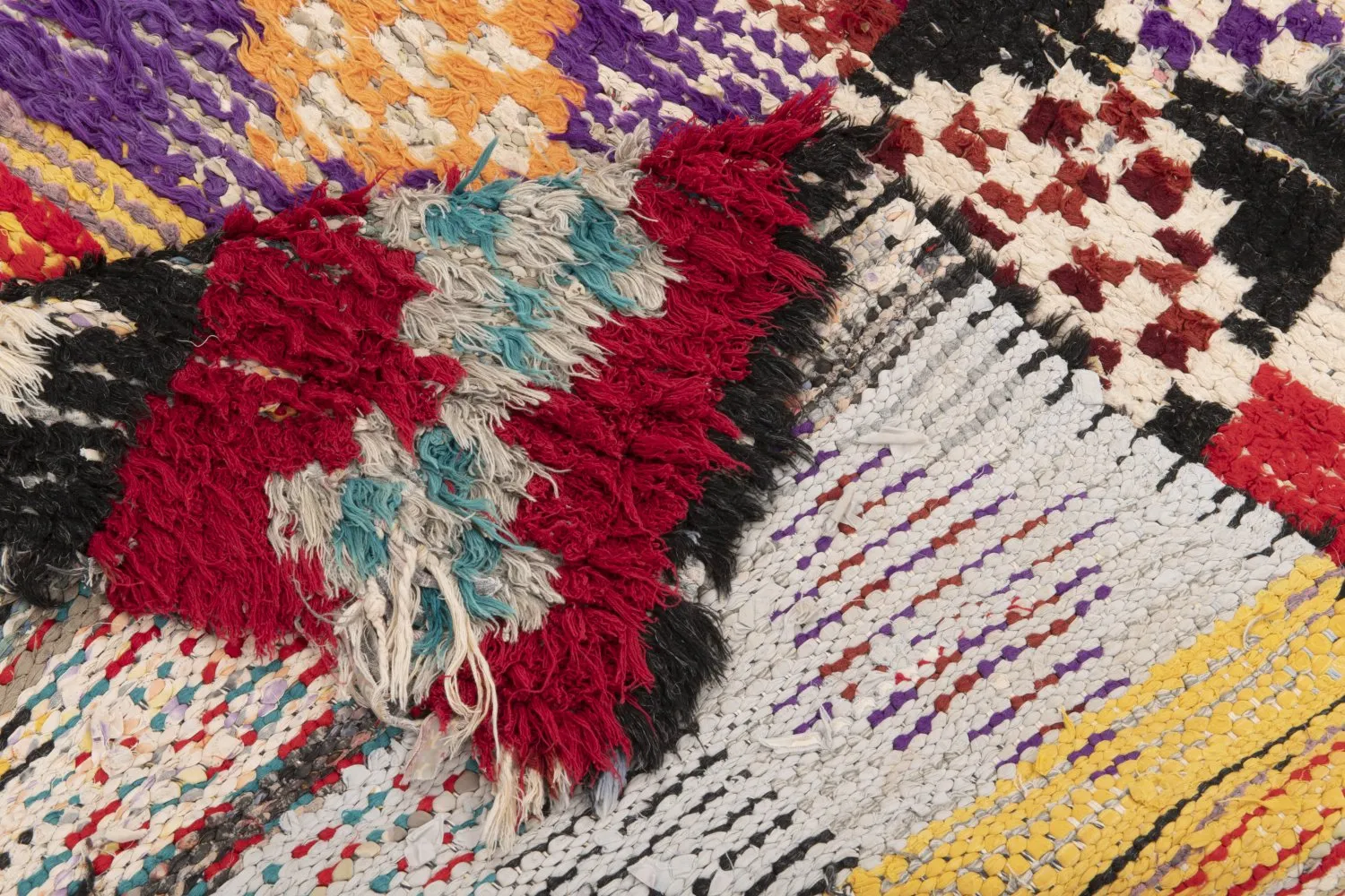 Marokkanischer Berber Teppich Boucherouite 200 x 85 cm