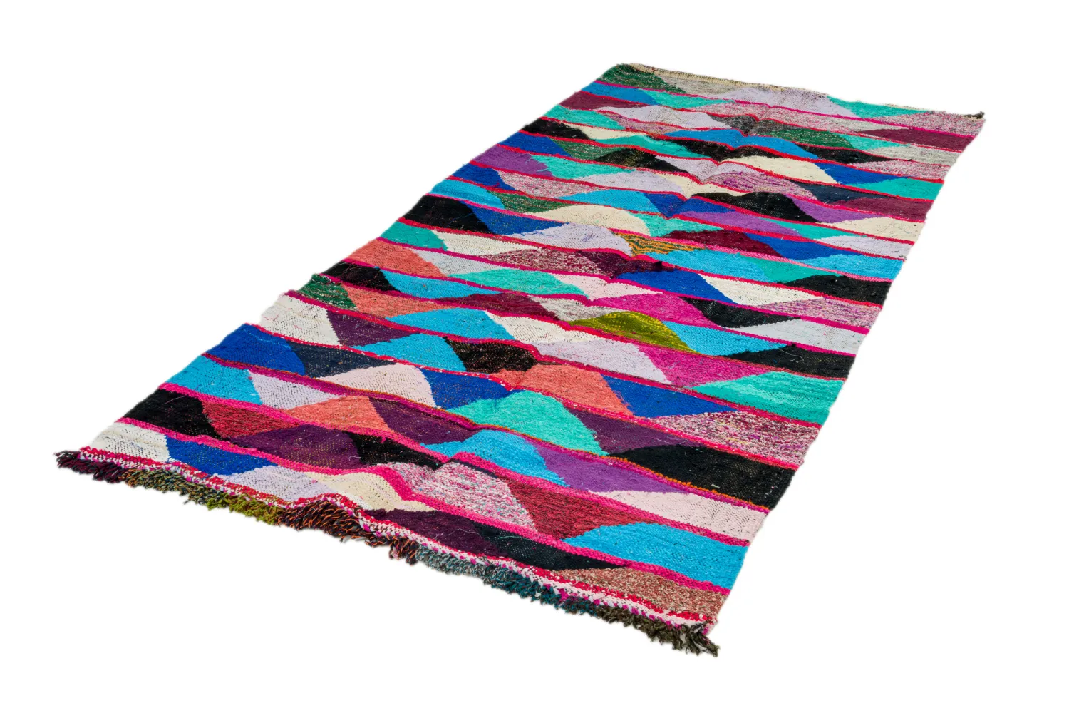 Tapis berbère marocain Boucherouite 125 x 260 cm