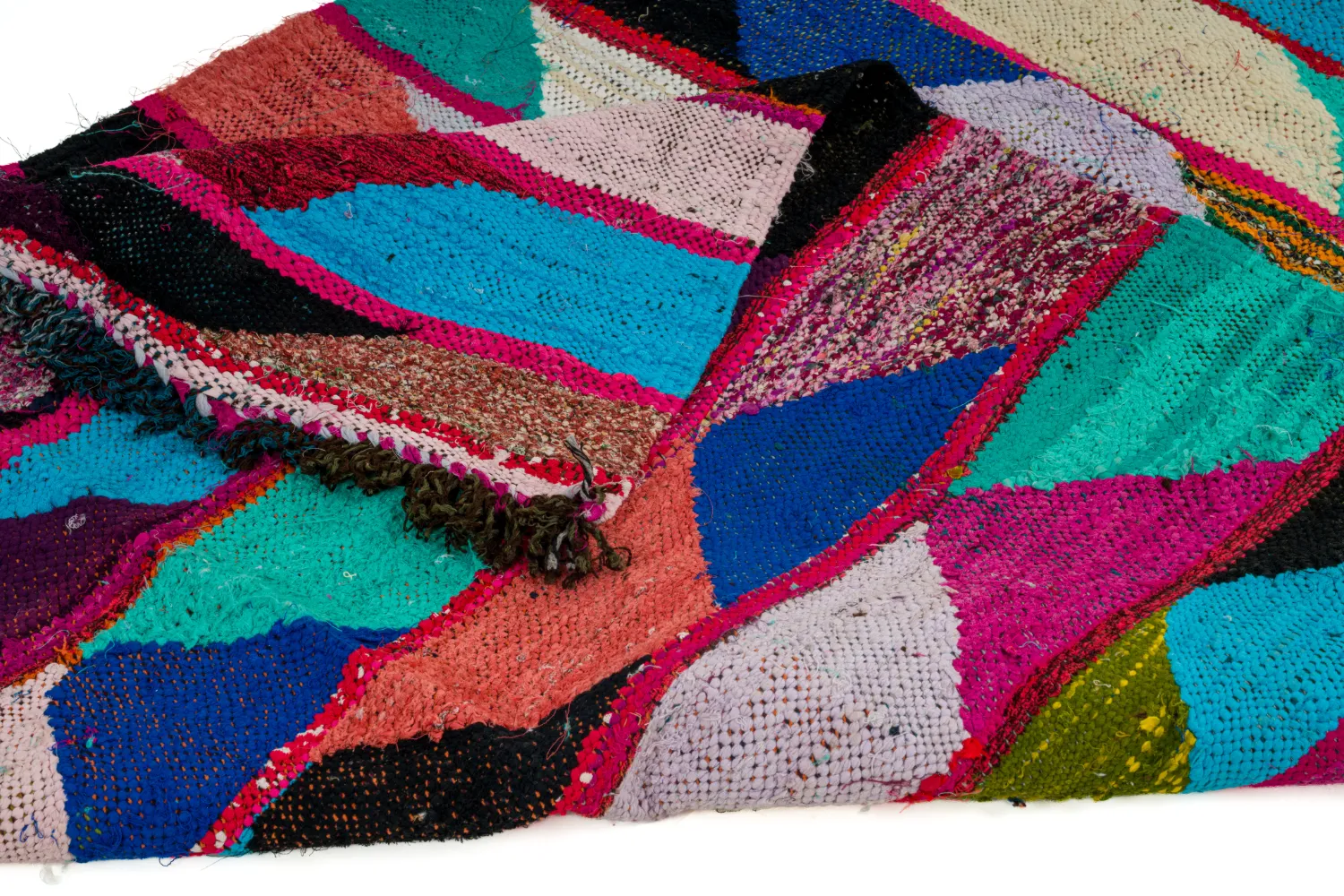 Tapis berbère marocain Boucherouite 125 x 260 cm