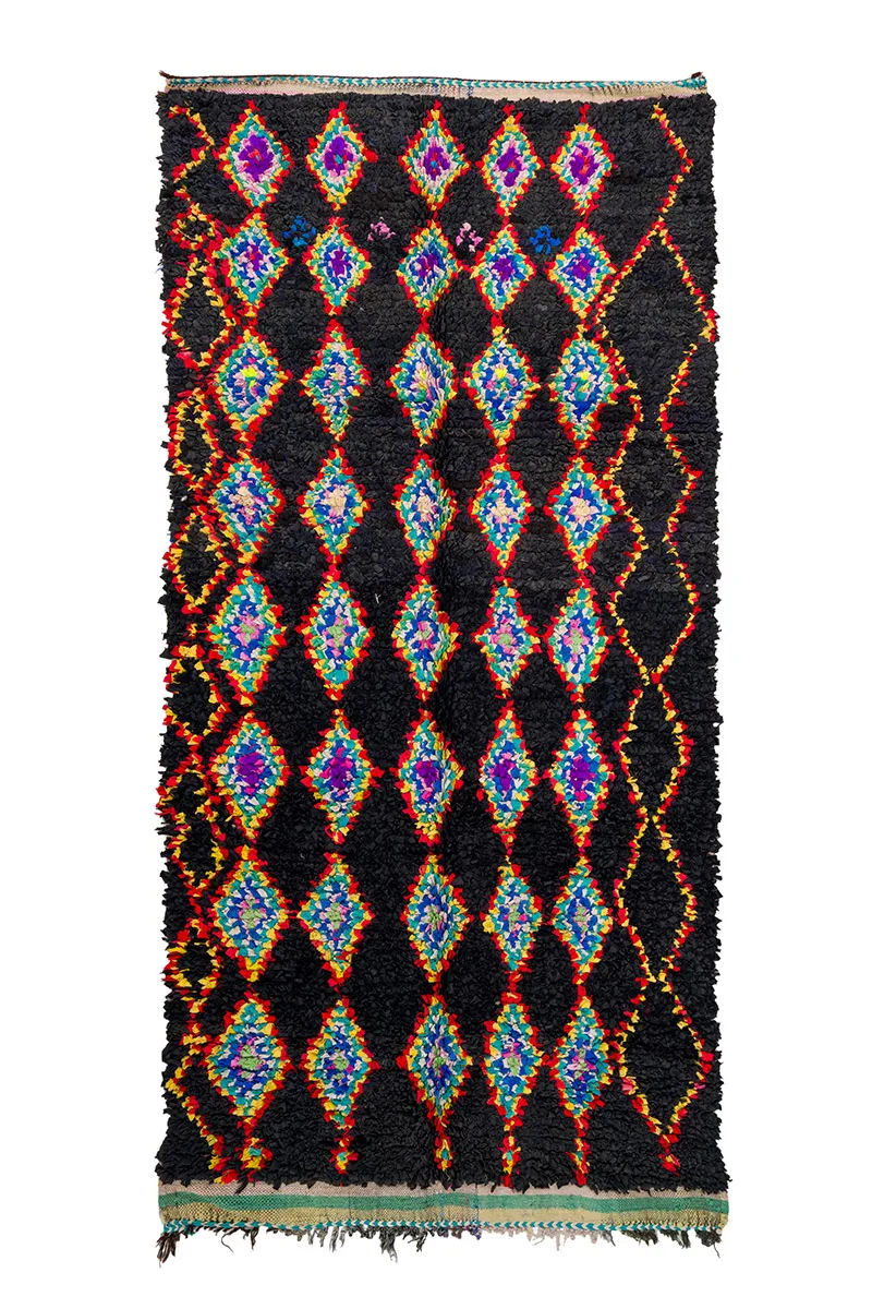 Tapis berbère marocain Boucherouite 130 x 270 cm