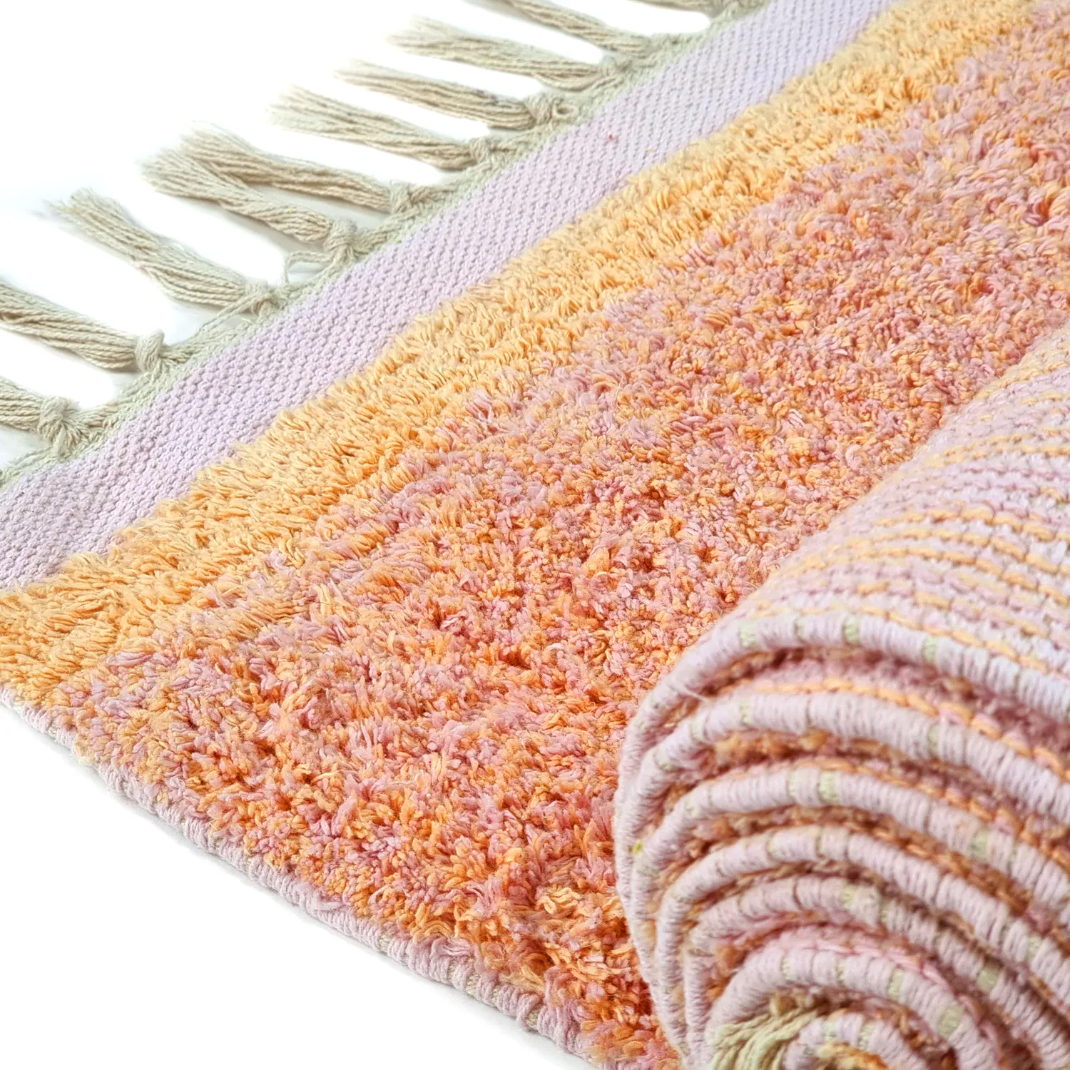 Tapis à poils longs - Celina Natural Cotton Shaggy (rose/beige)