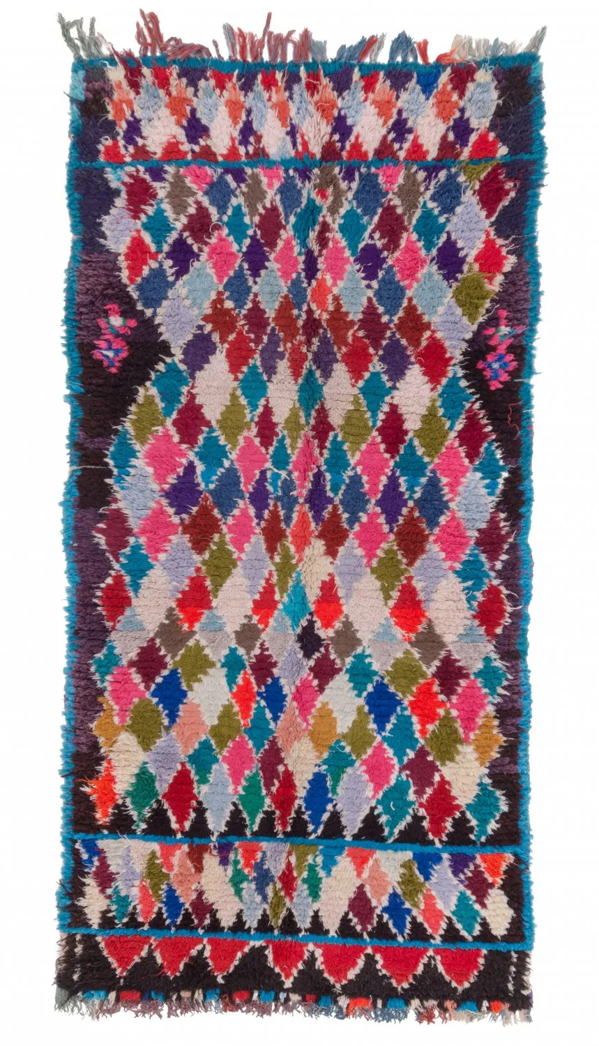 Marokkanische Berber Teppich Boucherouite 225 x 105 cm