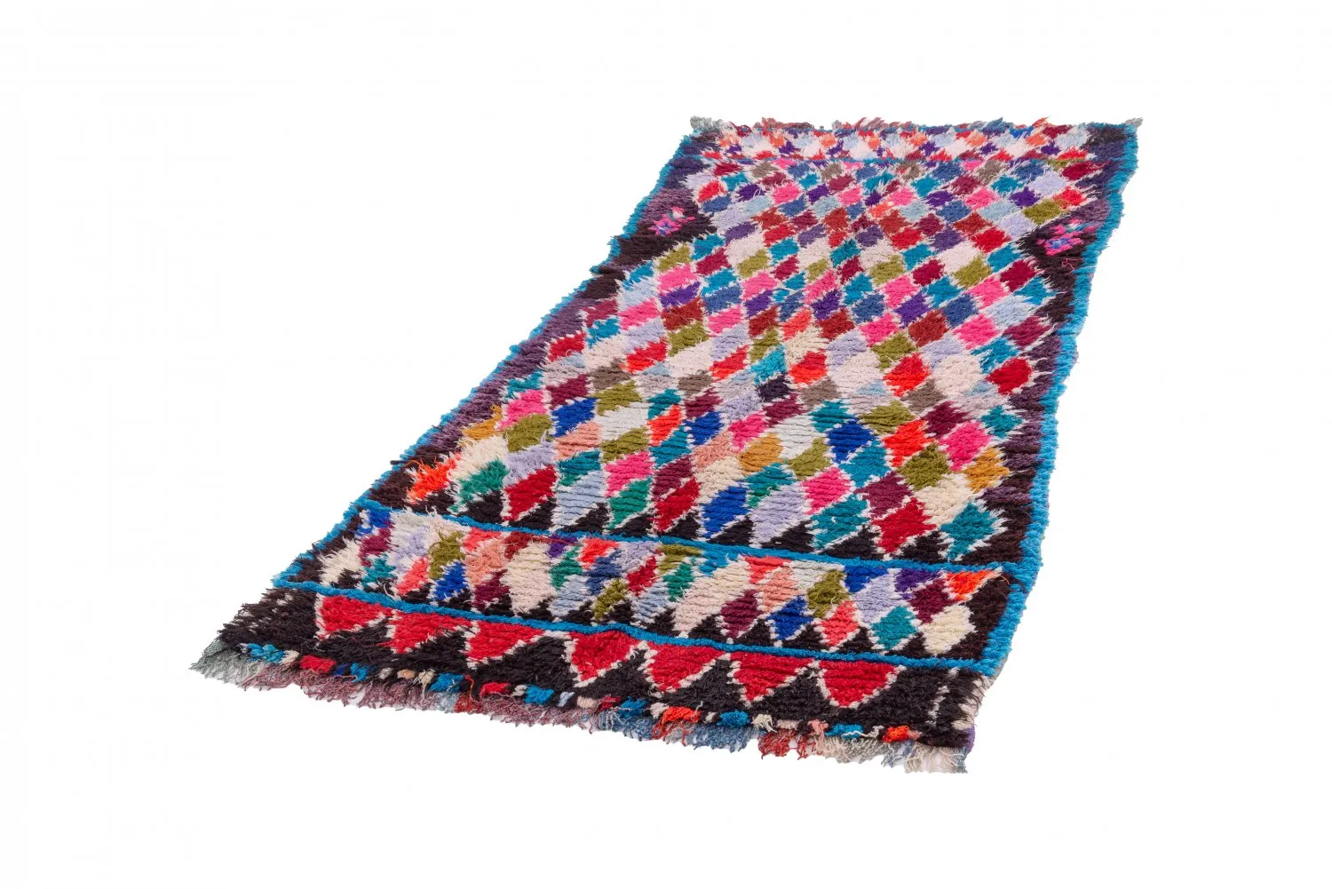 Marokkanische Berber Teppich Boucherouite 225 x 105 cm