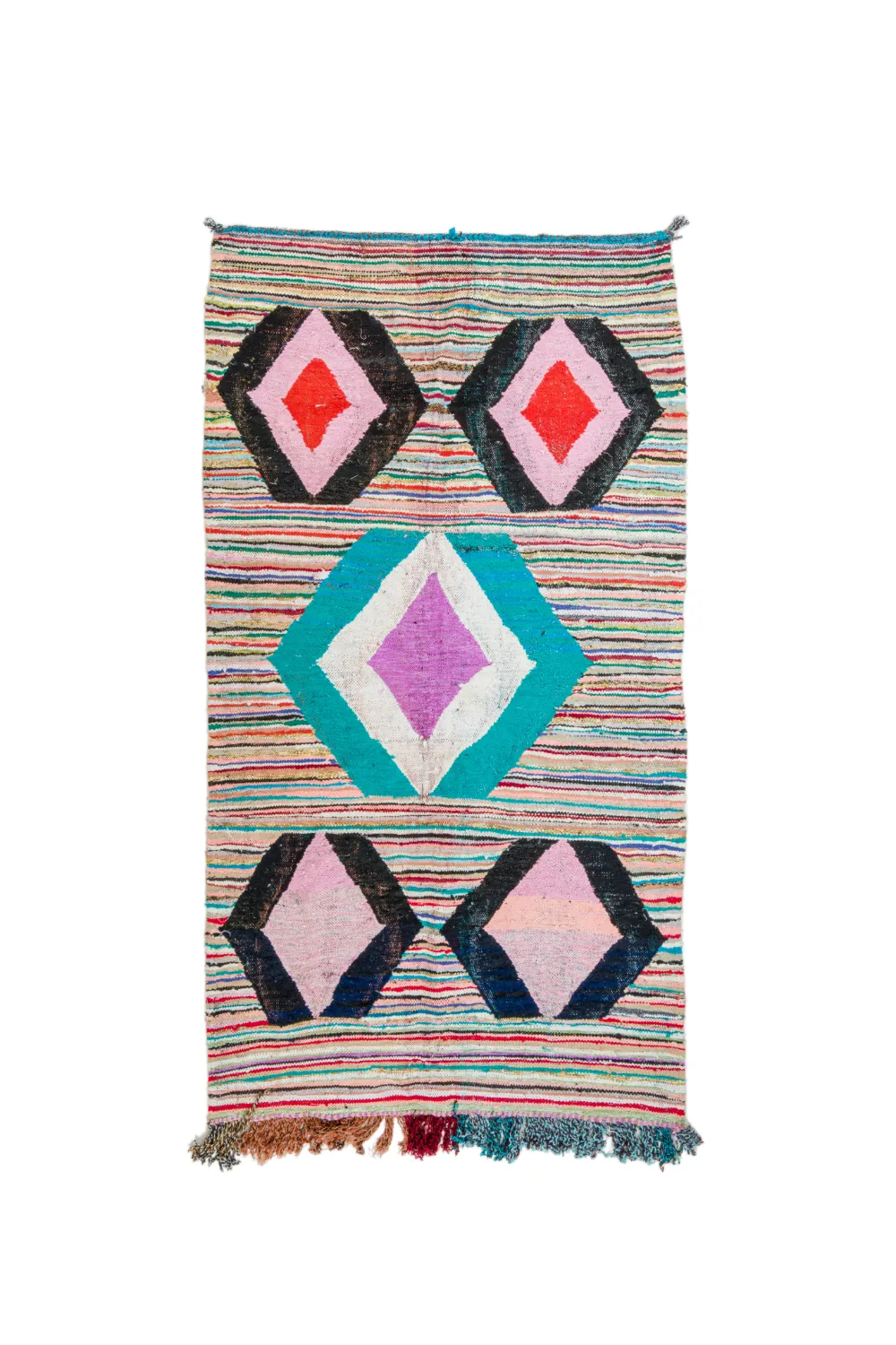 Tapis berbère marocain Boucherouite 140 x 255 cm