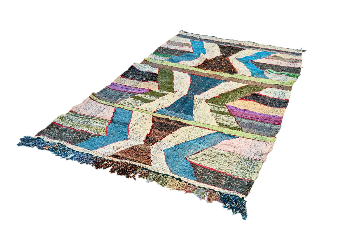 Tapis berbère marocain Boucherouite 140 x 250 cm