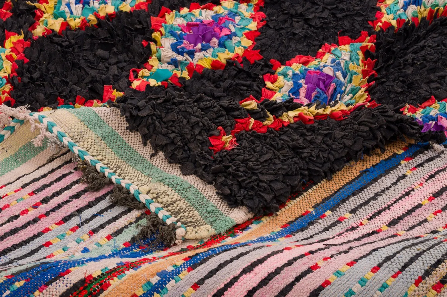 Tapis berbère marocain Boucherouite 130 x 270 cm