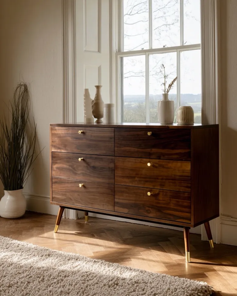 Commode - Prime - 6 drawers (noyer/laiton)