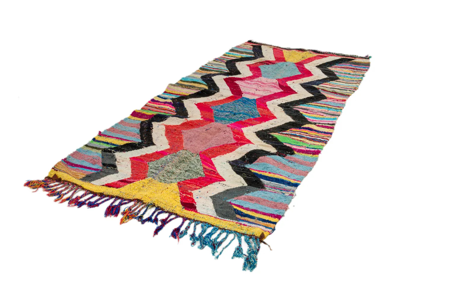 Marockansk Boucherouite-matta 125 x 265 cm