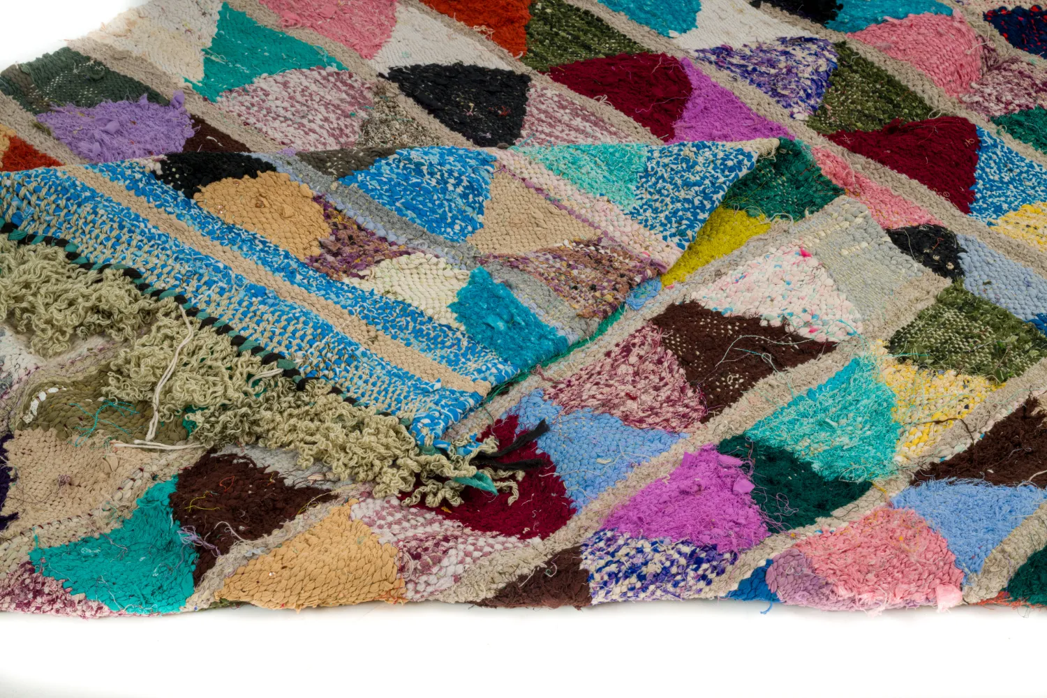 Marockansk Boucherouite-matta 125 x 255 cm