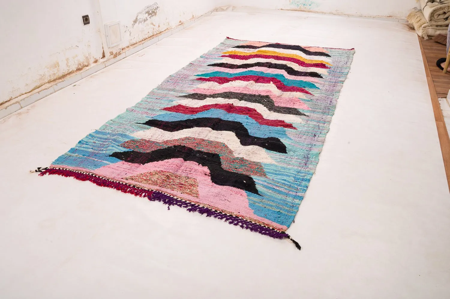 Marokkanischer Berber Teppich Boucherouite 150 x 310 cm