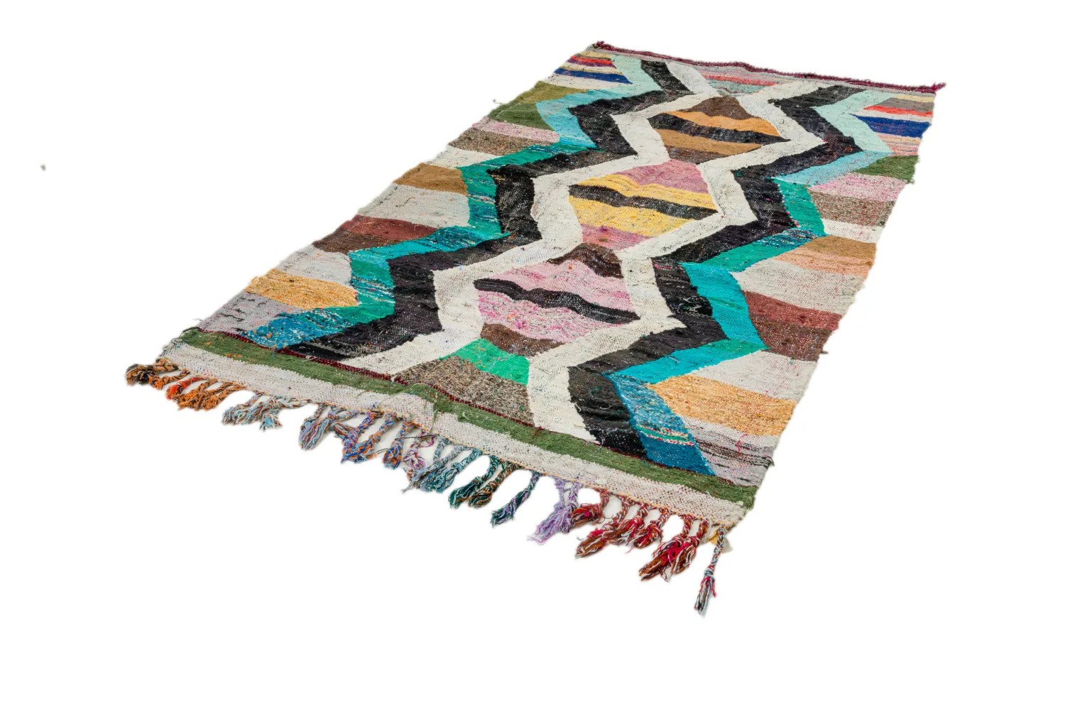 Tapis berbère marocain Boucherouite 135 x 245 cm