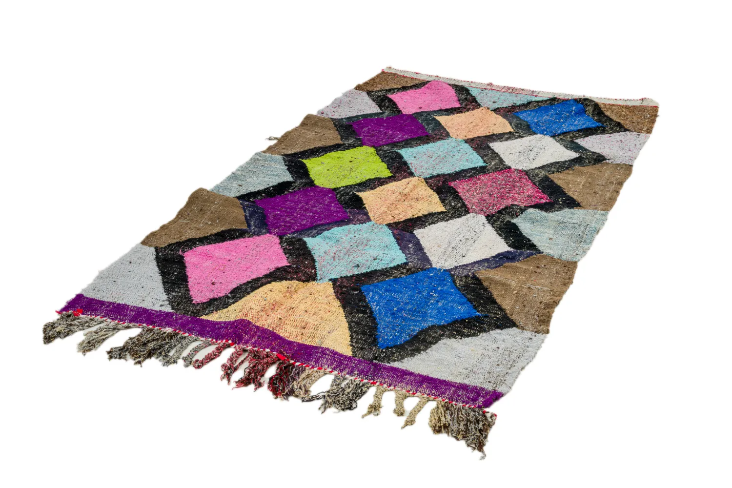 Tapis berbère marocain Boucherouite 135 x 230 cm