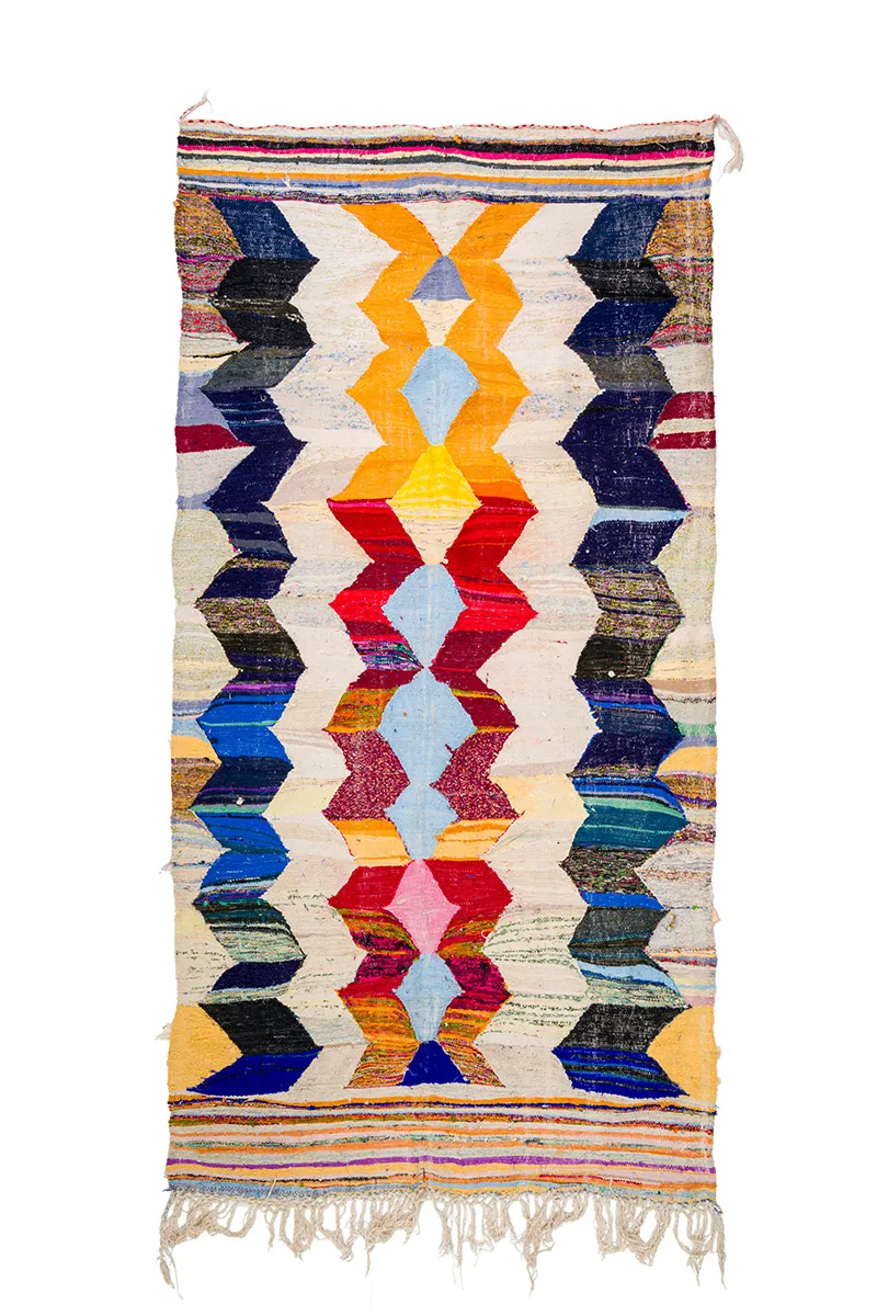 Marokkanischer Berber Teppich Boucherouite 155 x 325 cm