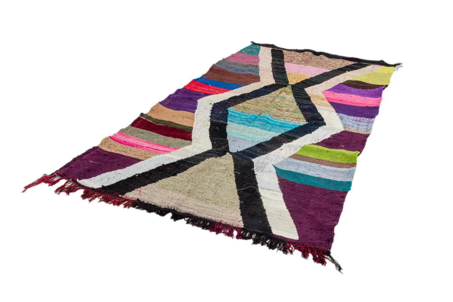 Tapis berbère marocain Boucherouite 135 x 255 cm