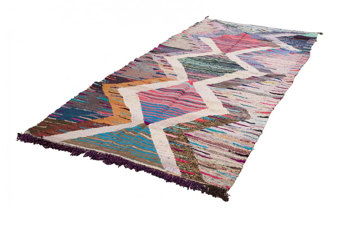 Tapis berbère marocain Boucherouite 145 x 310 cm