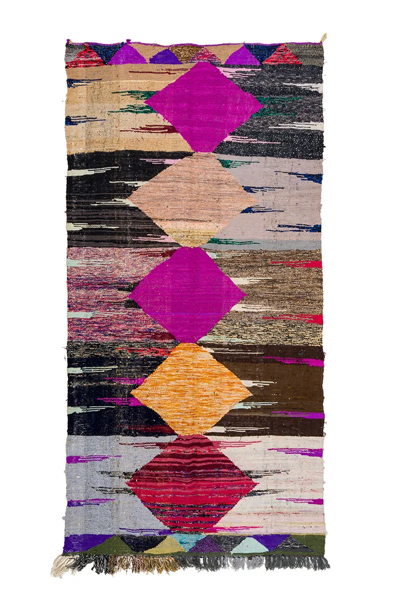 Marokkanischer Berber Teppich Boucherouite 130 x 275 cm