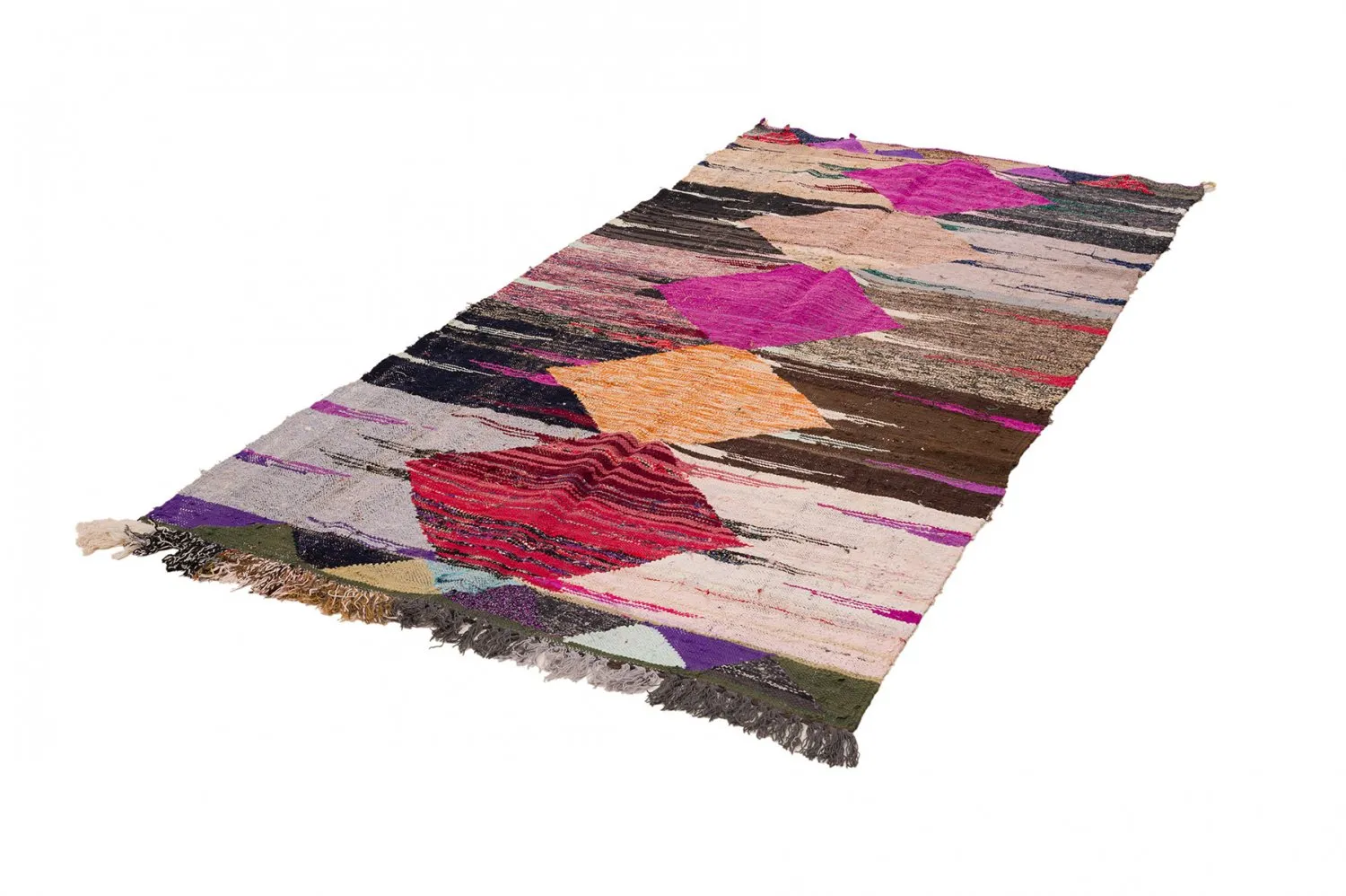 Marokkanischer Berber Teppich Boucherouite 130 x 275 cm