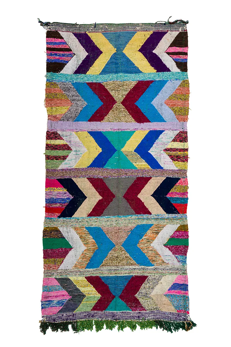 Marokkanischer Berber Teppich Boucherouite 130 x 275 cm