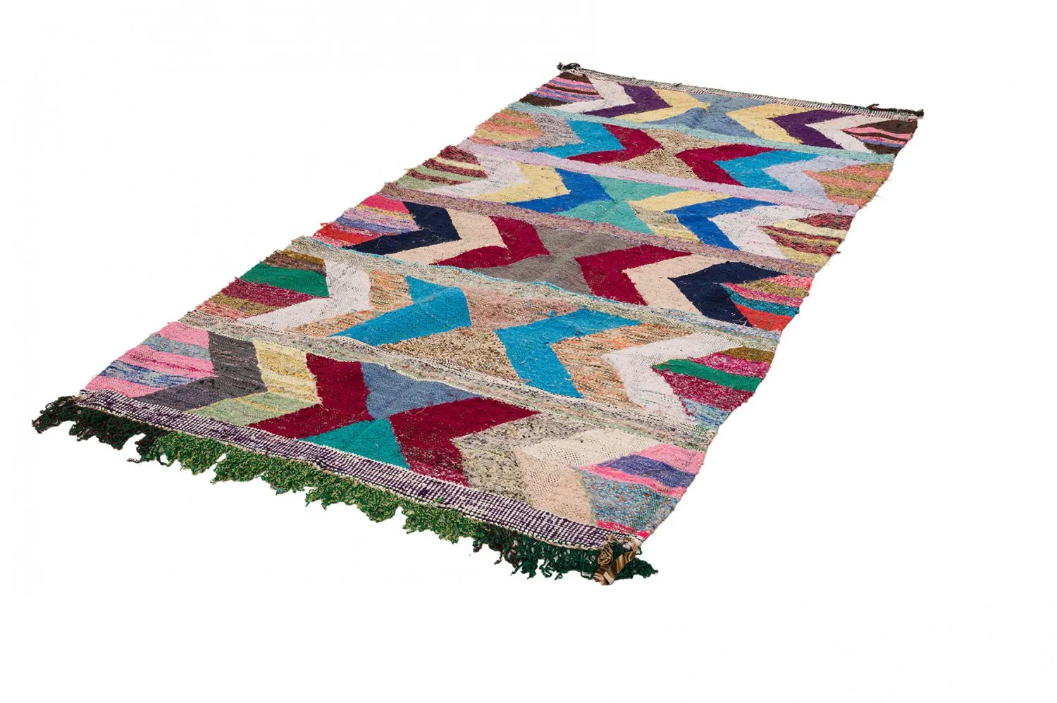 Marokkanischer Berber Teppich Boucherouite 130 x 275 cm