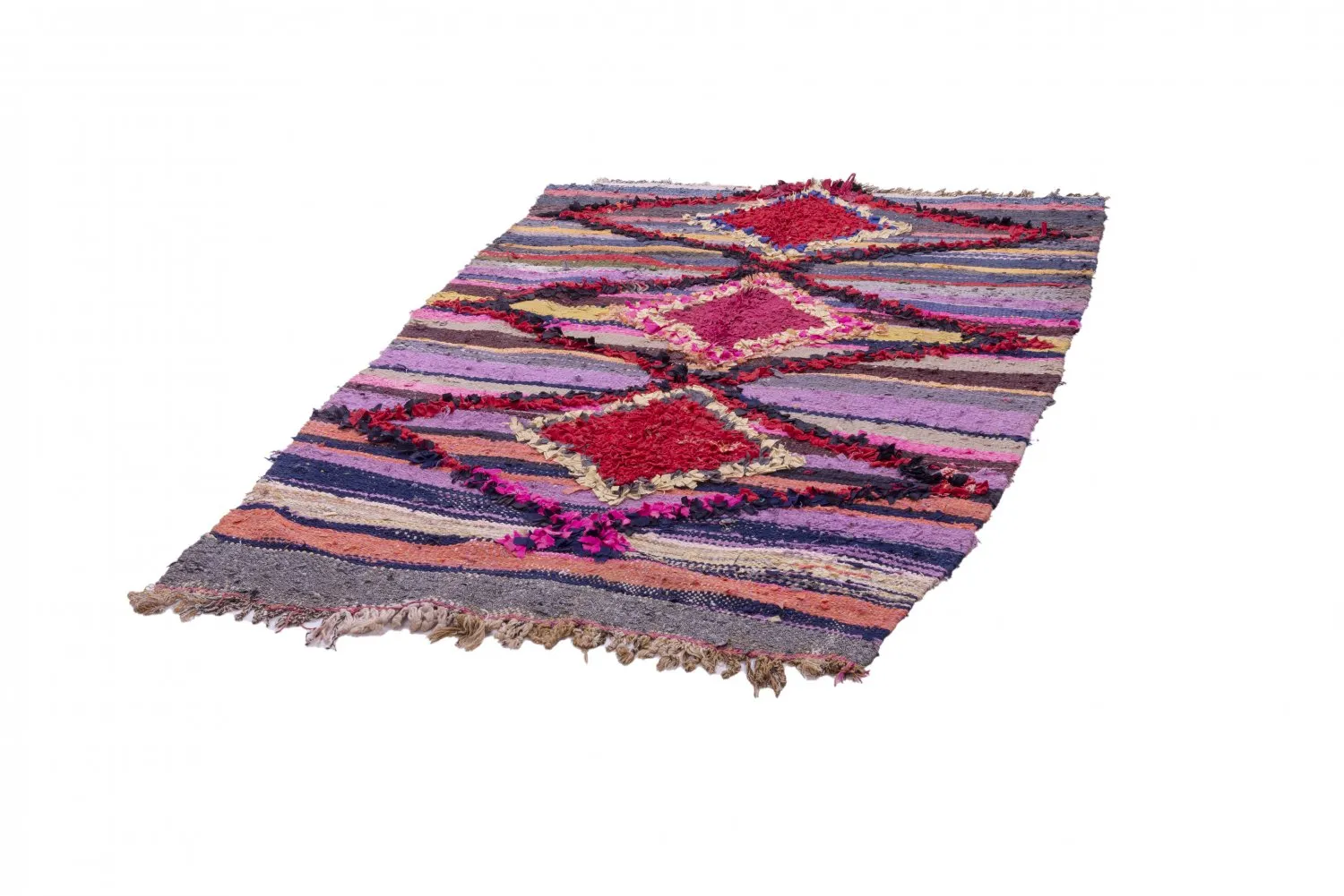 Marokkanischer Berber Teppich Boucherouite 210 x 130 cm