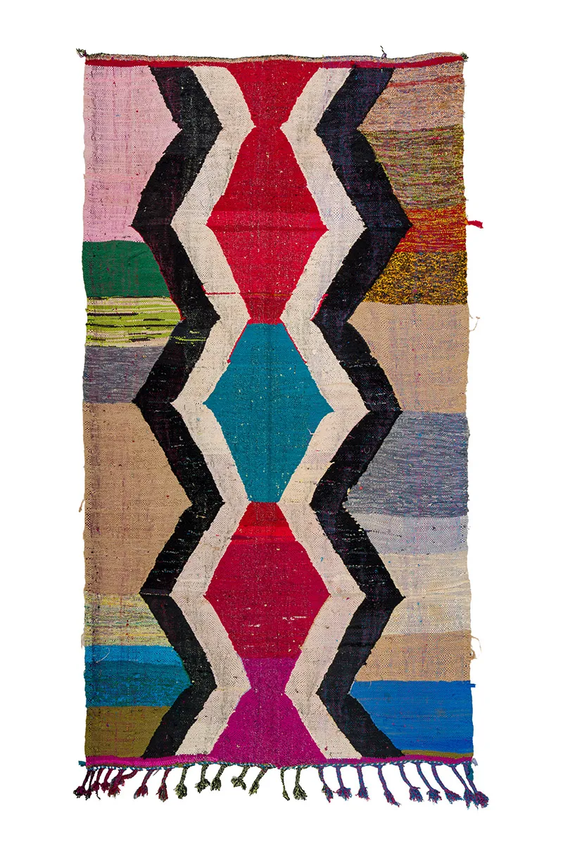 Tapis berbère marocain Boucherouite 145 x 265 cm