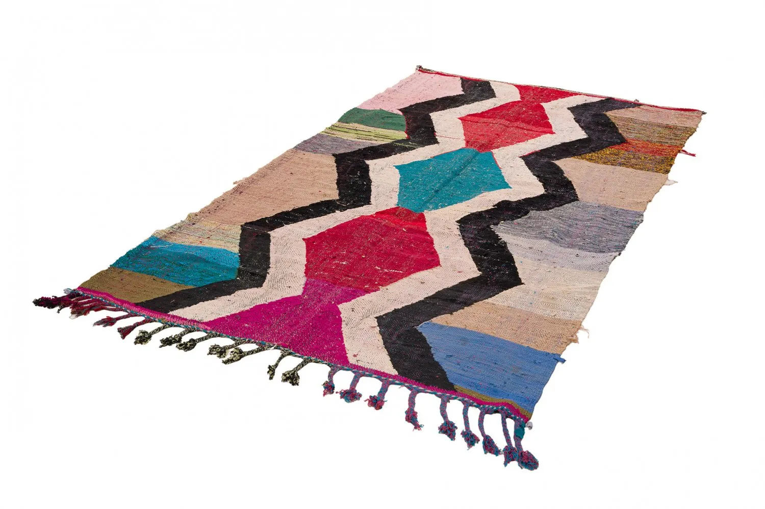 Tapis berbère marocain Boucherouite 145 x 265 cm