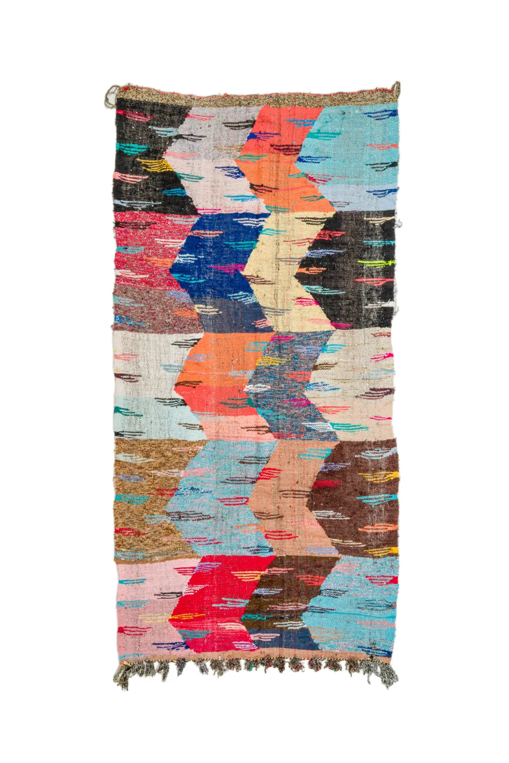 Tapis berbère marocain Boucherouite 135 x 265 cm