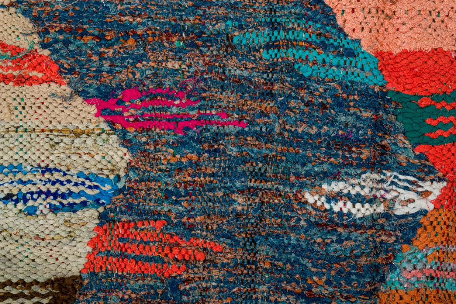 Tapis berbère marocain Boucherouite 135 x 265 cm