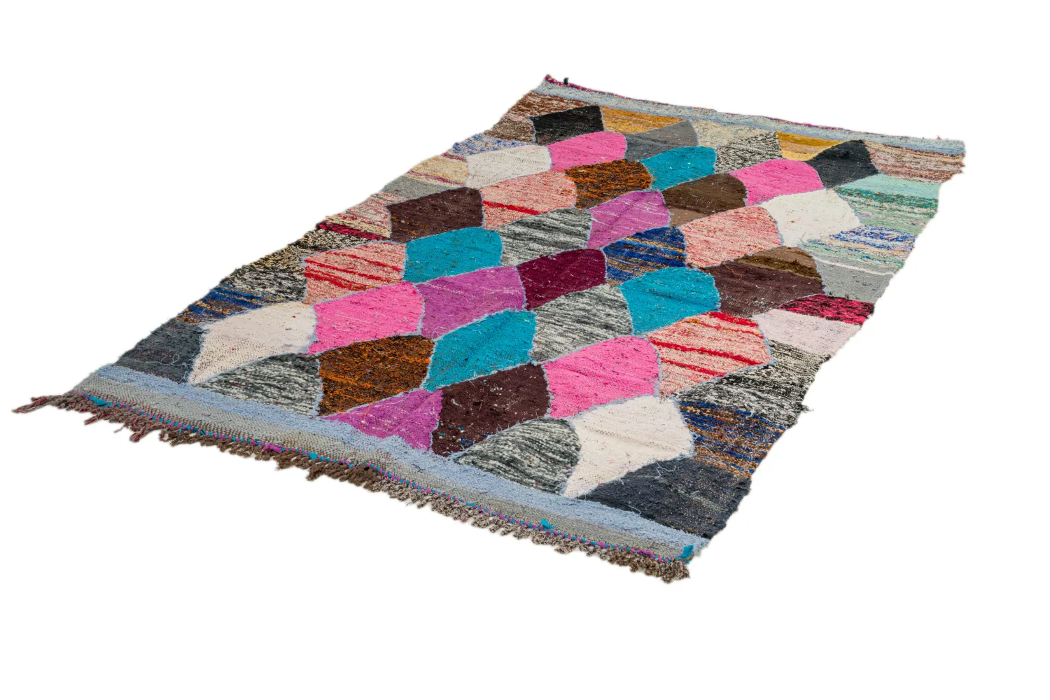 Tapis berbère marocain Boucherouite 125 x 225 cm