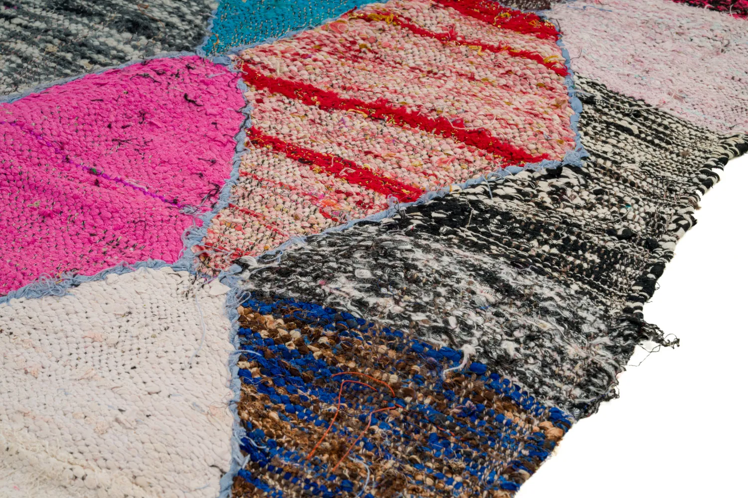 Tapis berbère marocain Boucherouite 125 x 225 cm