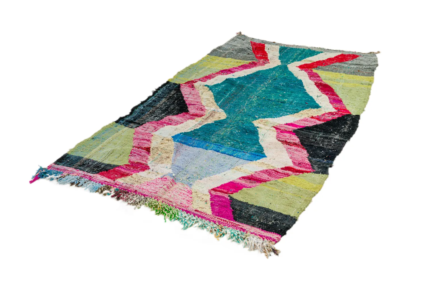 Tapis berbère marocain Boucherouite 125 x 240 cm