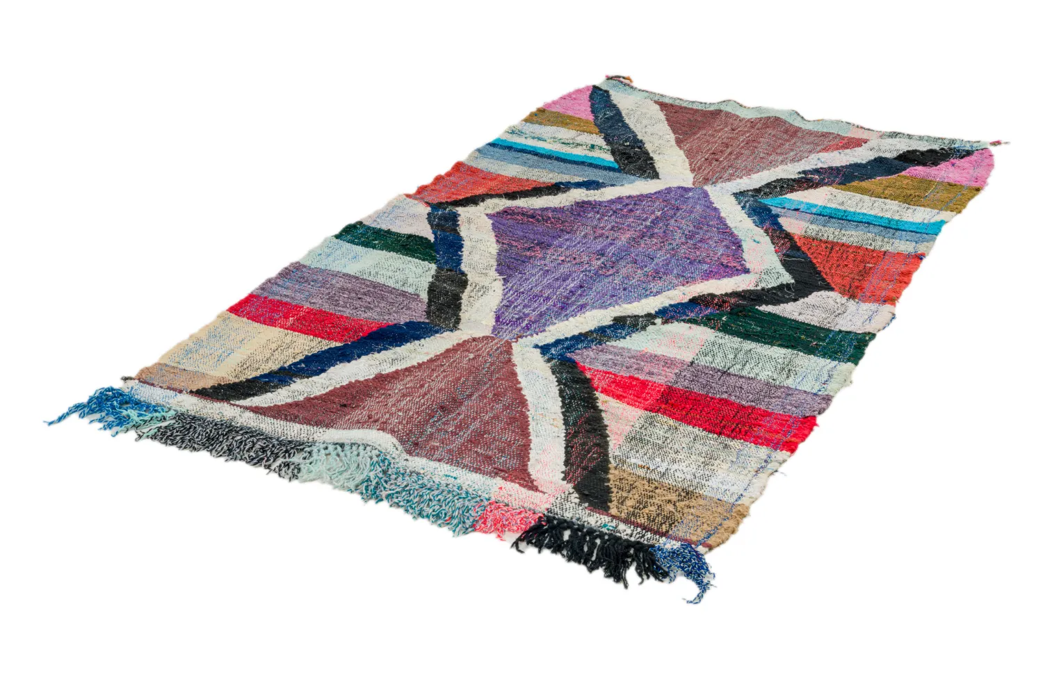 Tapis berbère marocain Boucherouite 125 x 210 cm