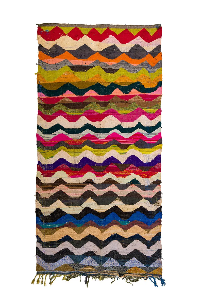 Marokkanischer Berber Teppich Boucherouite 140 x 295 cm