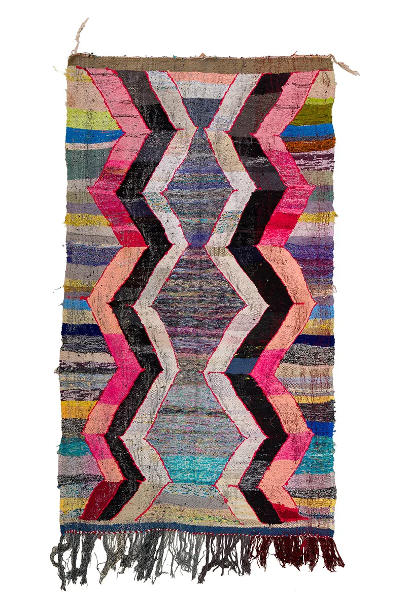 Tapis berbère marocain Boucherouite 150 x 260 cm