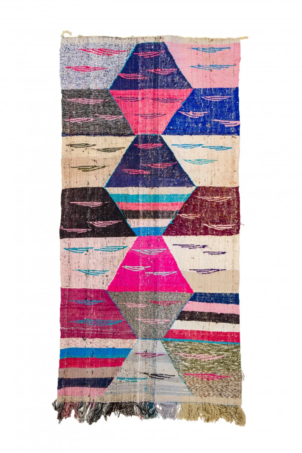 Marokkanischer Berber Teppich Boucherouite 125 x 260 cm