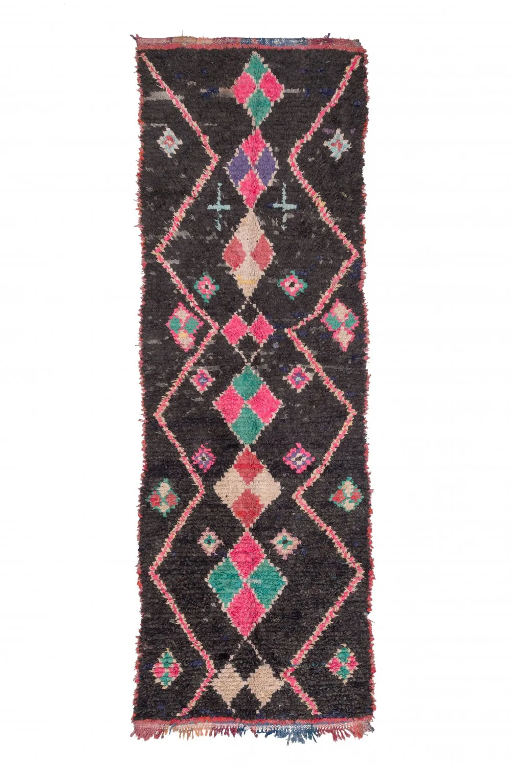 Tapis berbère marocain Boucherouite 405 x 130 cm