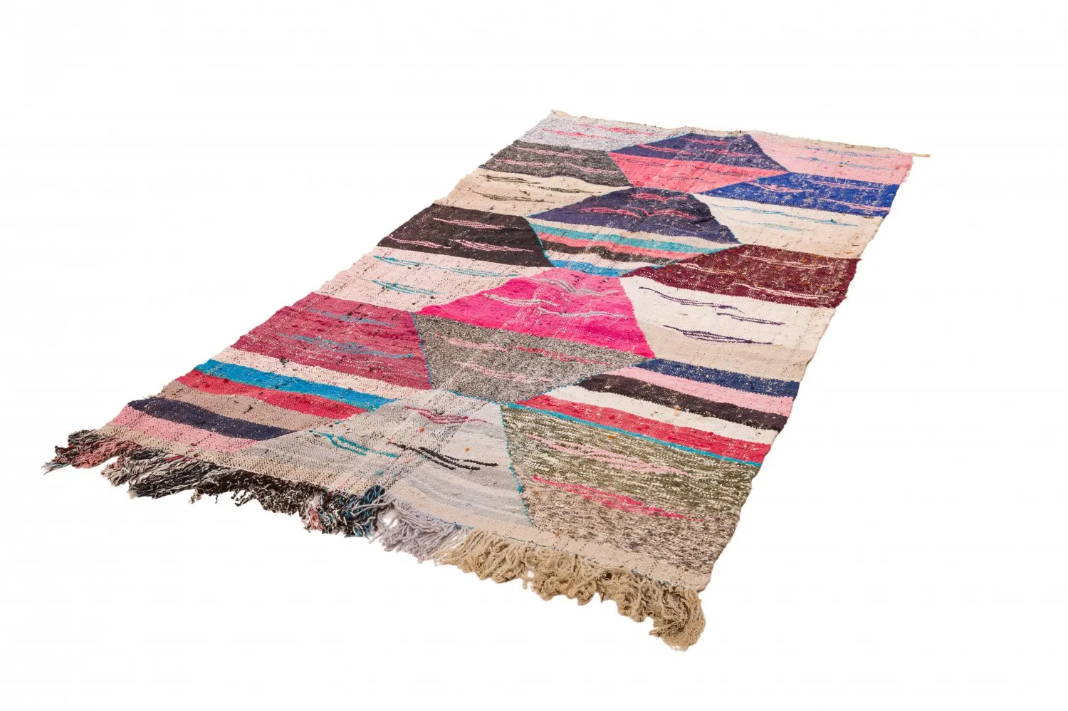 Marokkanischer Berber Teppich Boucherouite 125 x 260 cm