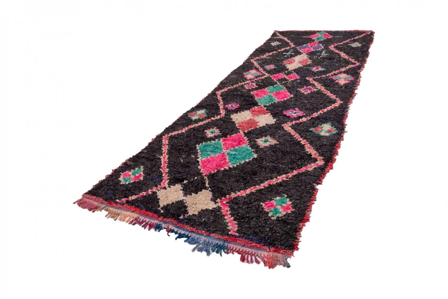 Tapis berbère marocain Boucherouite 405 x 130 cm