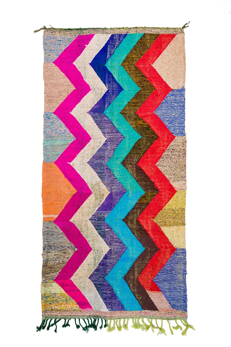 Tapis berbère marocain Boucherouite 135 x 265 cm