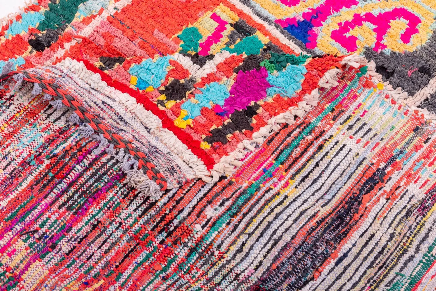 Marokkanische Berber Teppich Boucherouite 245 x 120 cm