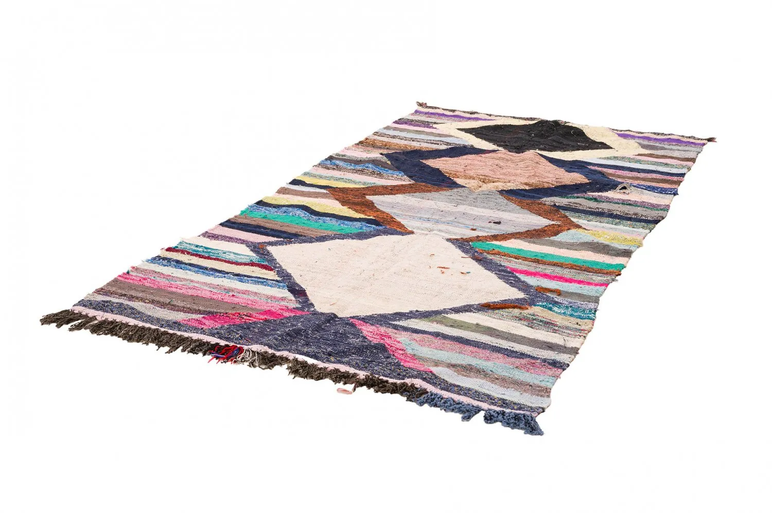 Tapis berbère marocain Boucherouite 130 x 250 cm