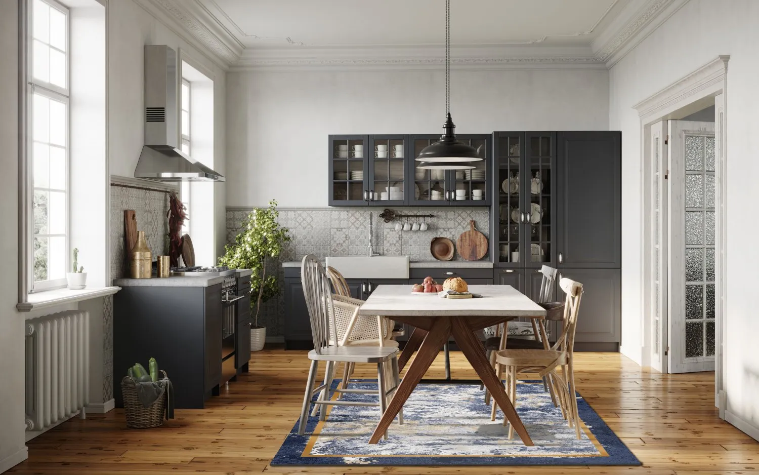 Wilton-Teppich - Peri (blau/bunt)