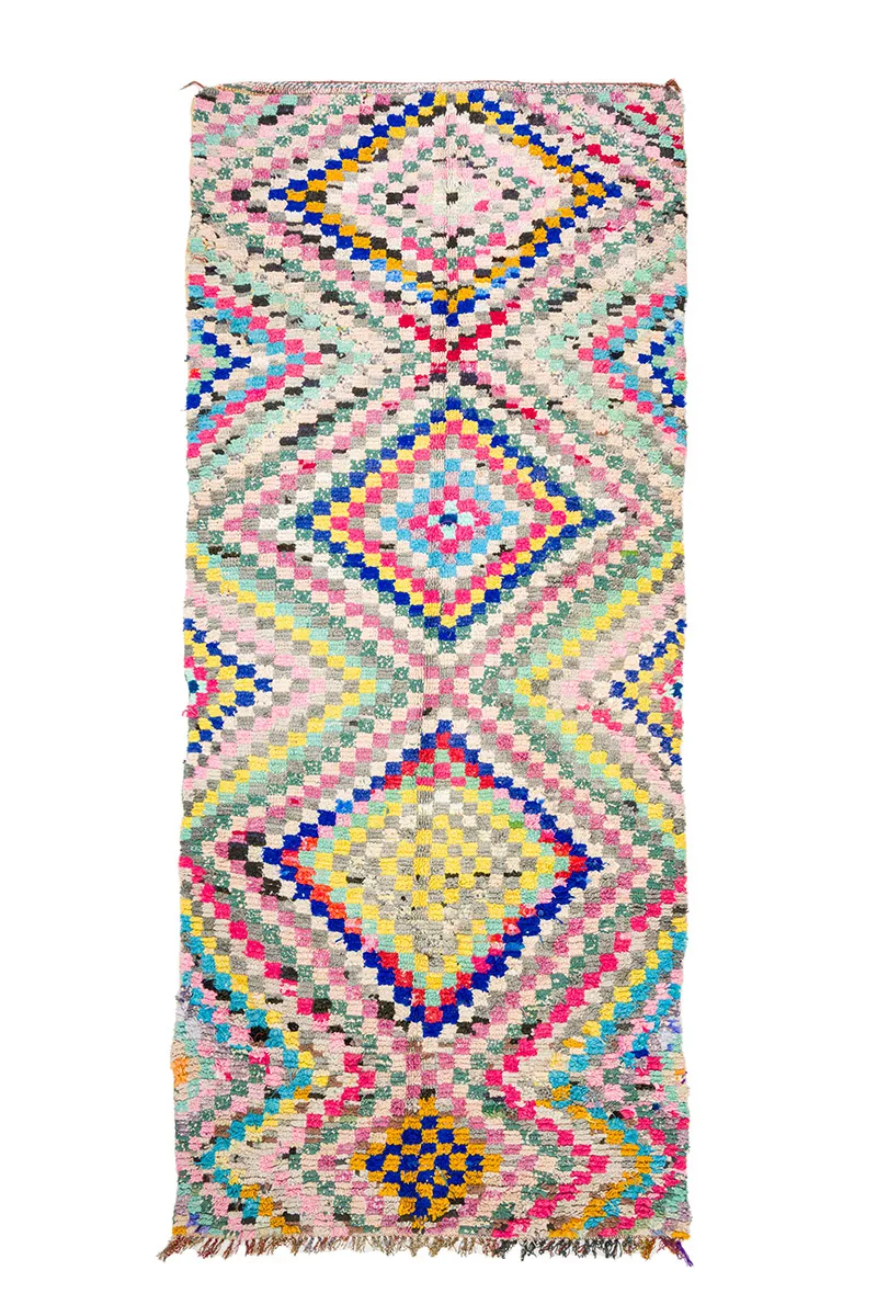 Tapis berbère marocain Boucherouite 145 x 365 cm