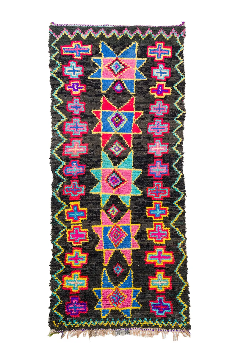 Marokkanischer Berber Teppich Boucherouite 135 x 315 cm