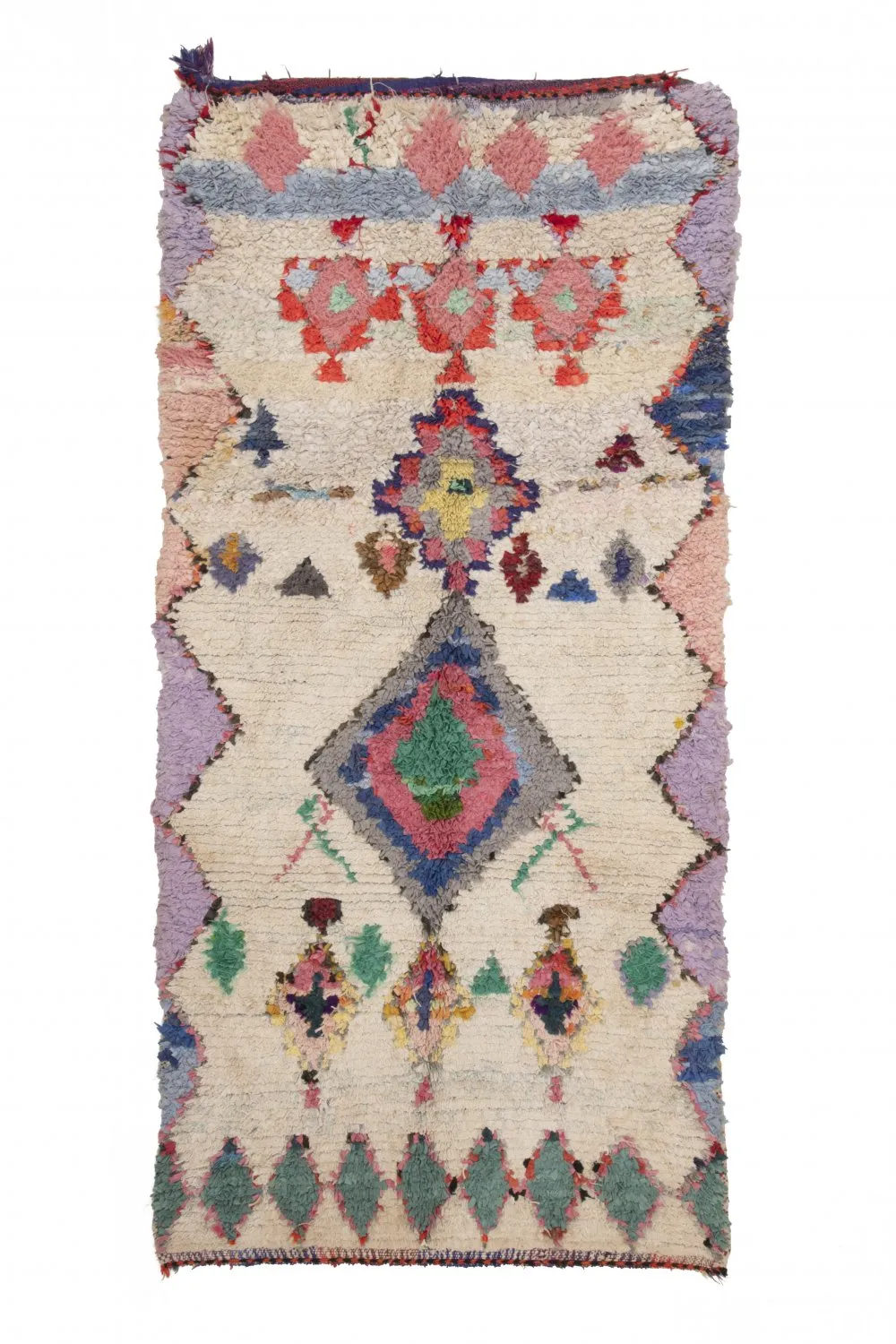 Marokkanische Berber Teppich Boucherouite 240 x 110 cm