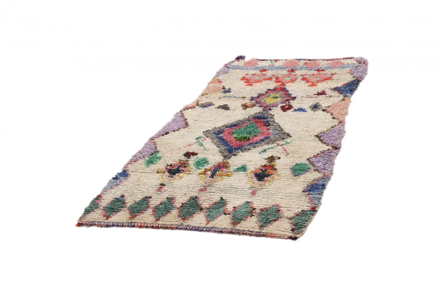 Marokkanische Berber Teppich Boucherouite 240 x 110 cm