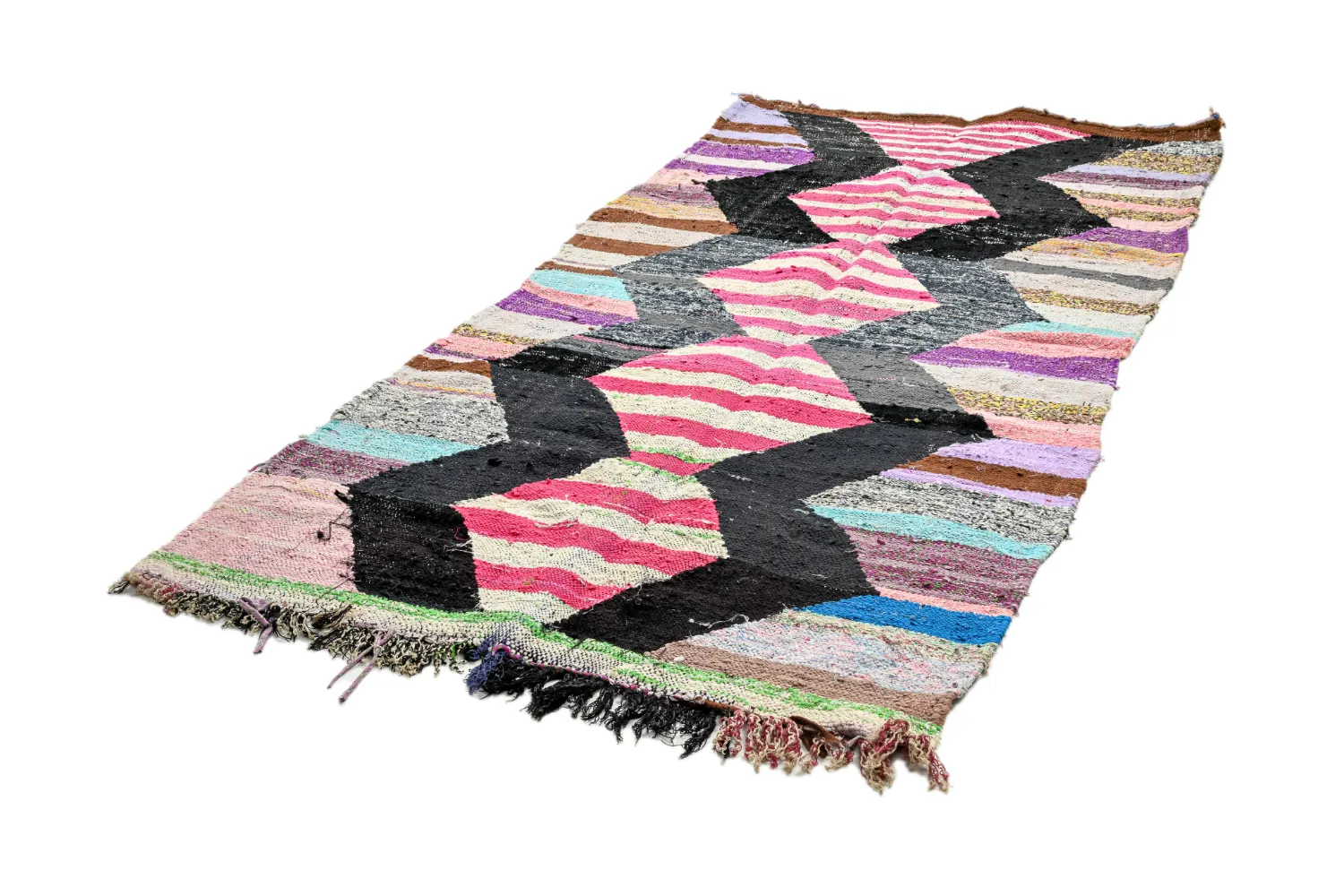 Marockansk Boucherouite-matta 130 x 265 cm