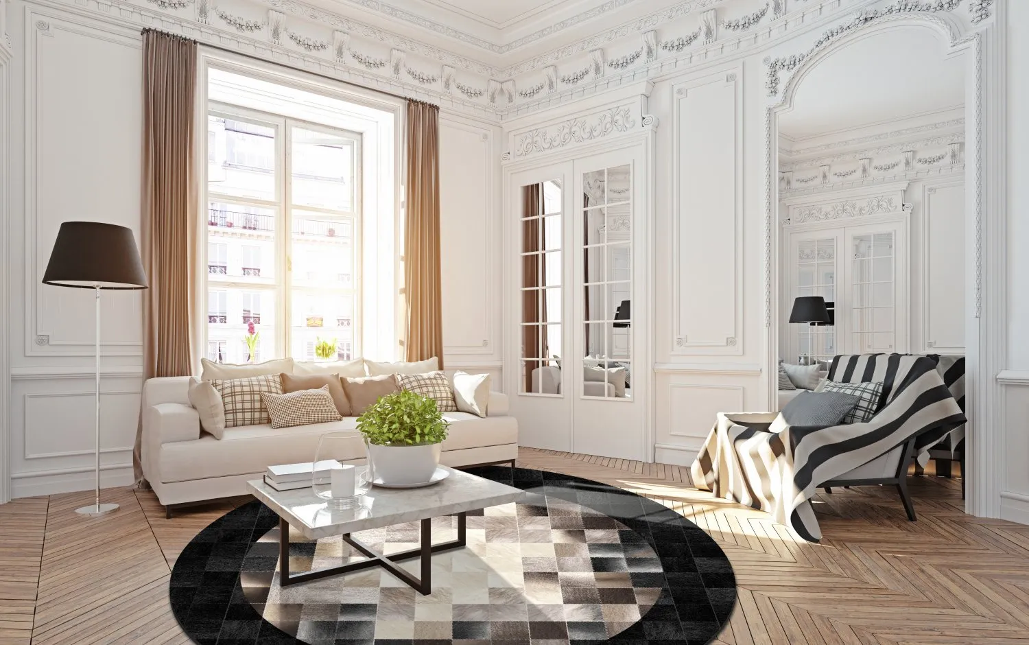 Tapis rond - Livada (noir/multicolore)