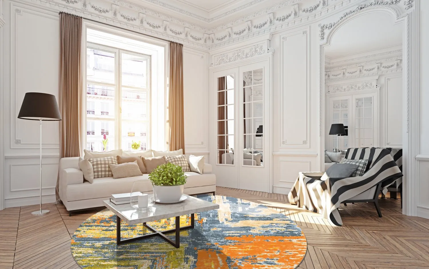 Rund Teppich - Tizzano (orange/bunt)