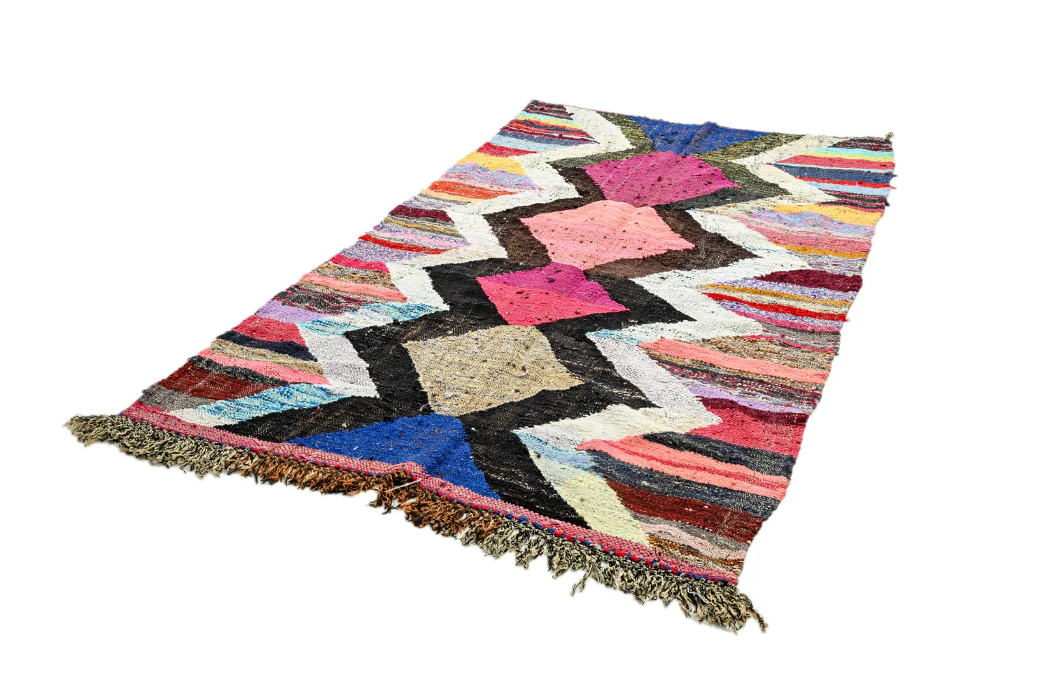 Tapis berbère marocain Boucherouite 140 x 245 cm